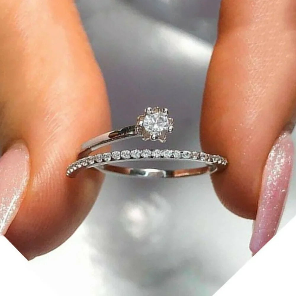 Elegant Sterling Silver White Sapphires Open Ring